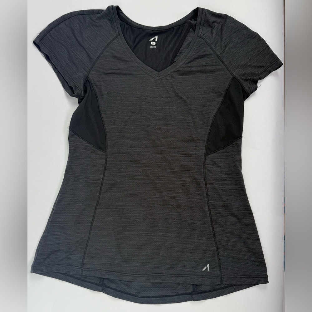All in Motion Athletic V-Neck Mesh Workout Running Top Heathered Gray Size M